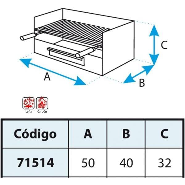 IMEX EL ZORRO 71514 Bac avec Plaque en INOX pour Barbecue 61 x 40 x 33 cm