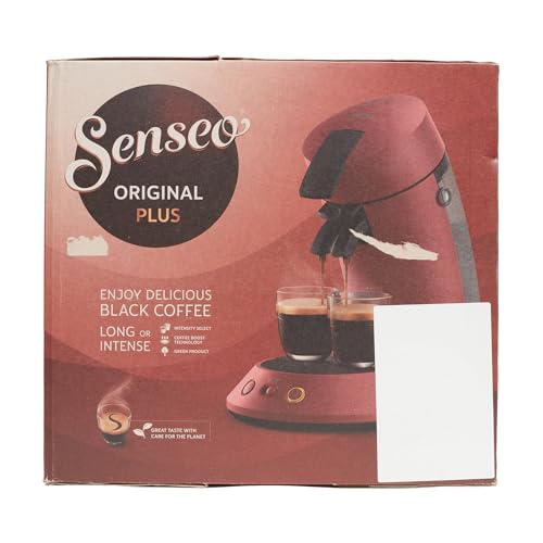 Philips SENSEO Original Plus Machine à café à dosettes, Sélecteur d'intensité, Crema Plus, Technologie Booster d'arômes, Produit vert, Rouge intense (CSA210/91)