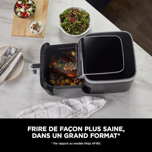 Ninja Air Fryer MAX PRO, 6.2L, sans huile, grand tiroir, rôtir, cuire, frire, familial, numérique, produits congelés, antiadhésif, panier et plaque de cuisson compatibles lave-vaisselle, gris, AF180EU