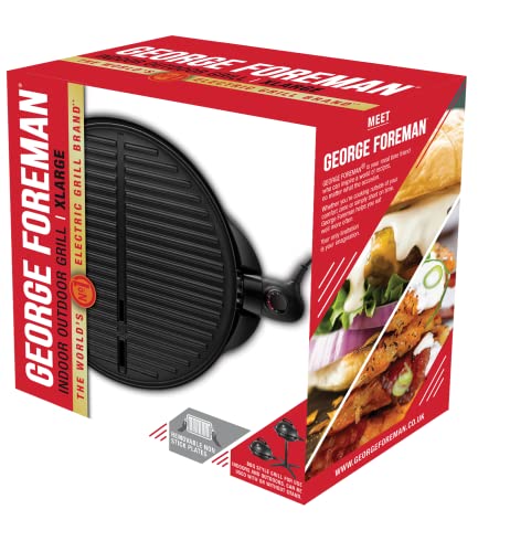 George Foreman Barbecue 2 en 1 électrique: Grill sur pied & de table (utilisation intérieure & extérieure, balcon & cuisine, Ø44,5cm, indicateur de température, bac à graisse, 2400W) 22460-56