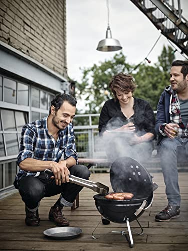 Weber Barbecue à Charbon Portable Smokey Joe Premium 37cm - Couvercle Verrouillable et Transportable, Pieds Pliants en Acier - BBQ d'Extérieur et Vasque en Porcelaine Émaillée - Noir (1121004)