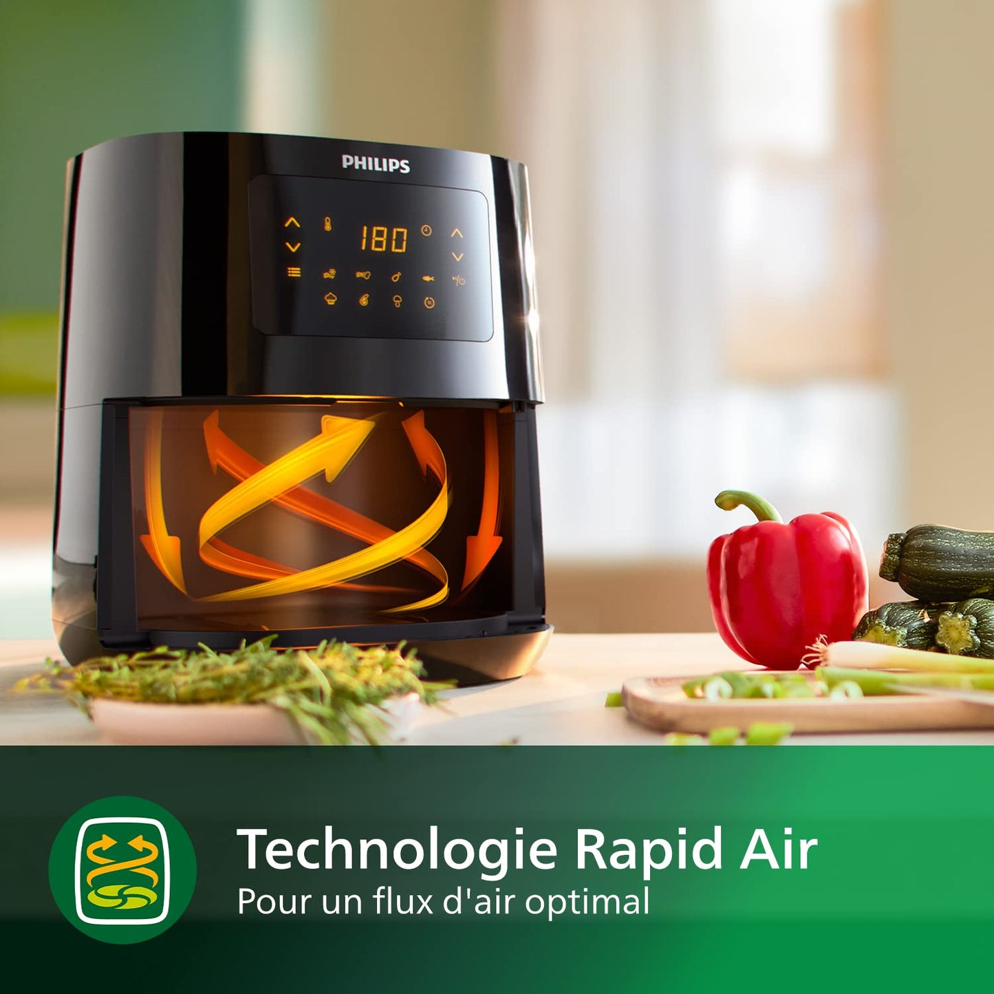 Philips Domestic Appliances Airfryer Série 3000 L, 4.1L (0.8Kg), Airfryer 13 en 1, 90% de graisse en moins grâce à la technologie Rapid Air, Digitale, Application de recette HomeID (HD9252/90)