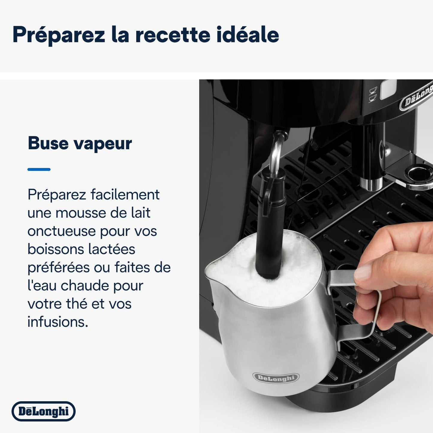 De'Longhi Magnifica S ECAM11.112.B, Machine à Café Automatique/ à Espresso du Grain à la Tasse Avec Buse à Lait, avec 4 Recettes à Touche Unique, Panneau de Contrôle Soft-Touch, 1450W, Noir