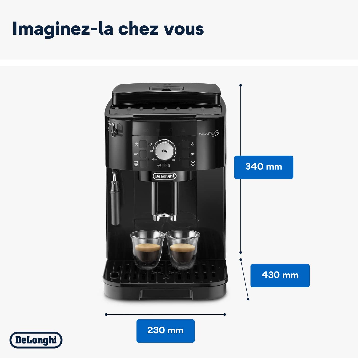 De'Longhi Magnifica S ECAM11.112.B, Machine à Café Automatique/ à Espresso du Grain à la Tasse Avec Buse à Lait, avec 4 Recettes à Touche Unique, Panneau de Contrôle Soft-Touch, 1450W, Noir