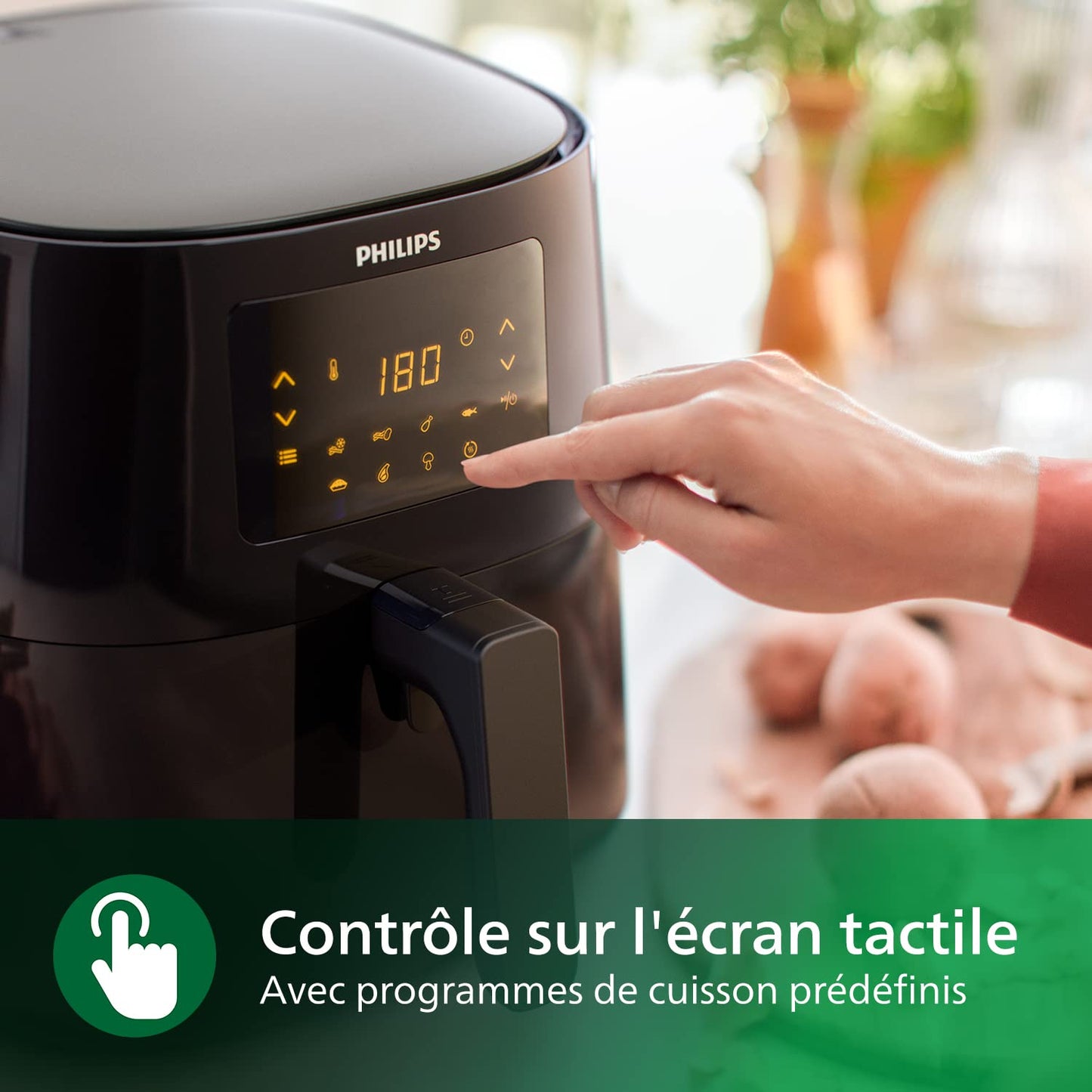 Philips Domestic Appliances Airfryer Série 3000 L, 4.1L (0.8Kg), Airfryer 13 en 1, 90% de graisse en moins grâce à la technologie Rapid Air, Digitale, Application de recette HomeID (HD9252/90)