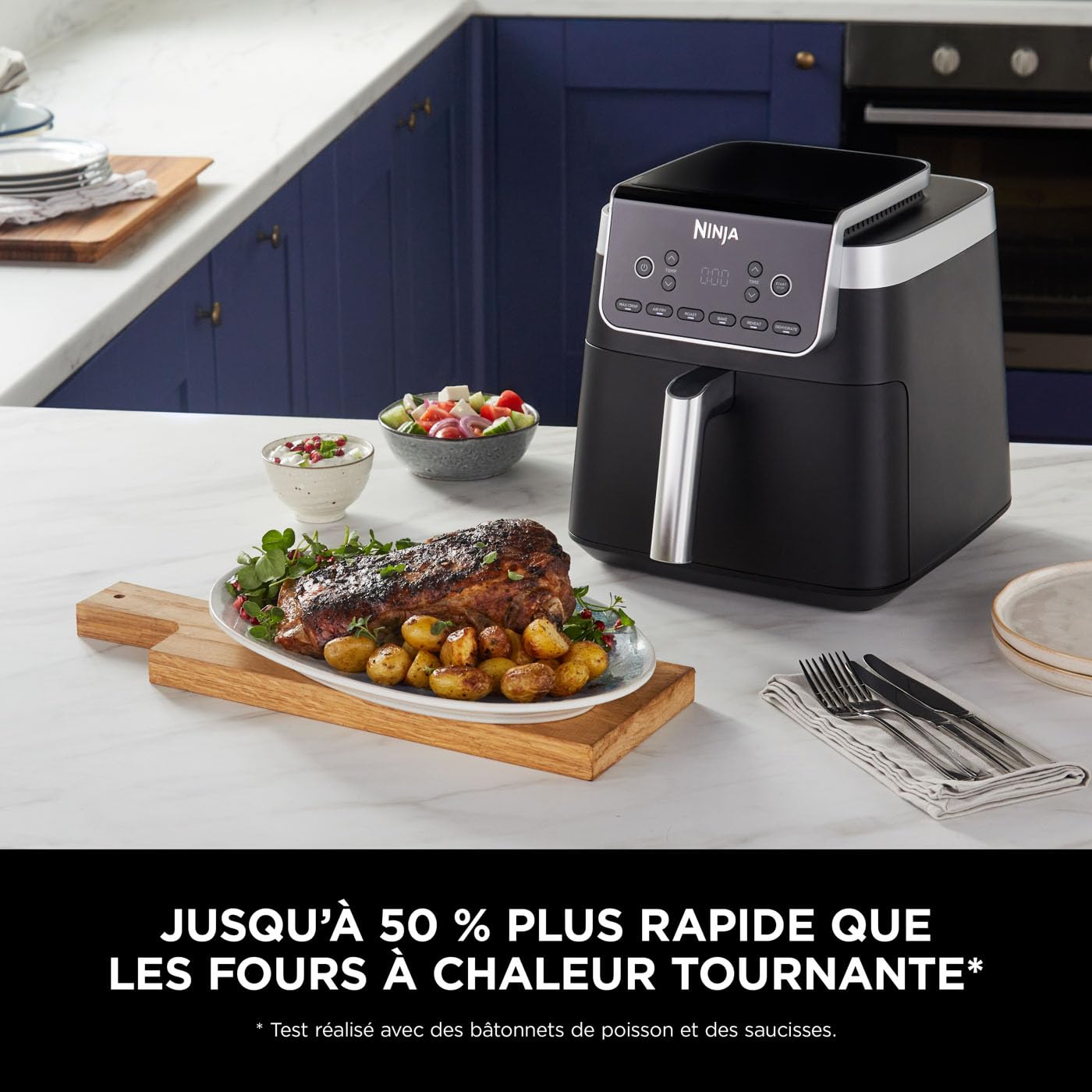 Ninja Air Fryer MAX PRO, 6.2L, sans huile, grand tiroir, rôtir, cuire, frire, familial, numérique, produits congelés, antiadhésif, panier et plaque de cuisson compatibles lave-vaisselle, gris, AF180EU