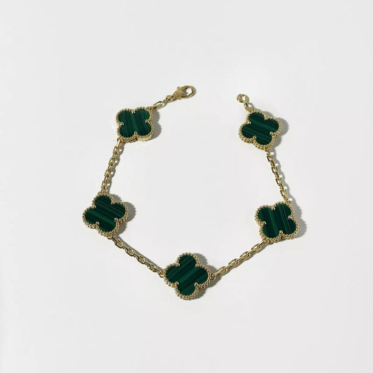 Van Cleef & Arpels Vintage Alhambra 5 motifs Bracelet Malachite