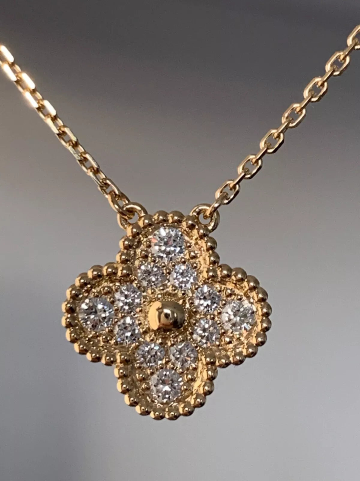 Van Cleef & Arpels Vintage Diamond Alhambra Necklace Yellow Gold