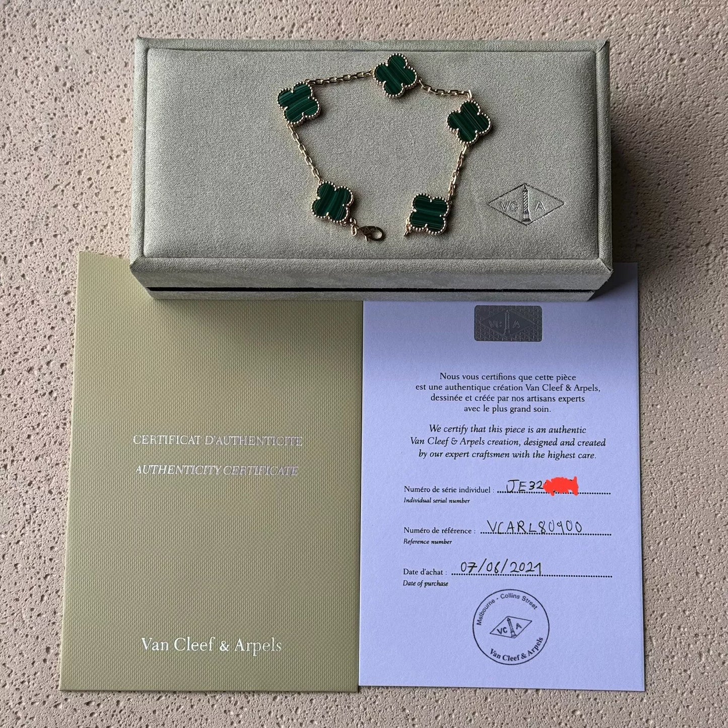 Van Cleef & Arpels Vintage Alhambra 5 motifs Bracelet Malachite